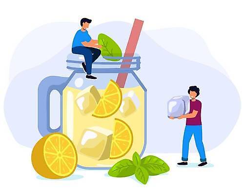EPS 해외이미지 무료이미지 남자 음료 과일 일러스트 잔 들기 성인 두명 얼음 주스 레몬 레모네이드 허브 성인남자만 해외202310 해외일러스트 자연요소 식물 식기 모션 사람 에이드 남자만 성인만 파일형식 벡터 무료콘텐츠