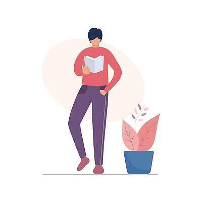 EPS 해외이미지 식물 라이프스타일 디자인 남자 꽃 일러스트 주택 서기 사람 소년 책 스터디 독서 쌓기 플랫 만화 읽기 벡터 해외202310 해외일러스트 어린이 모션 건물 생활 학습 파일형식