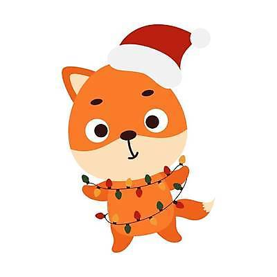 EPS 해외이미지 행복 동물캐릭터 크리스마스 일러스트 산타모자 사람없음 심플 여우 알전구 해외202310 해외일러스트 일러캐릭터 동물 캐릭터 모자_잡화 기념일 감정 전구 포유류 파일형식 벡터