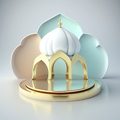 포토 JPG 해외이미지 건축물 하늘색 백그라운드 사람없음 반사 3D 금색 모스크 단상 해외202310 해외포토 건축 컬러 파란색 이슬람교 디지털합성 파일형식