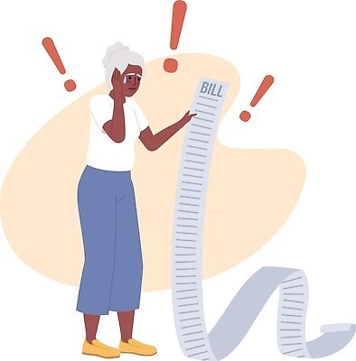 EPS 해외이미지 여자 일러스트 한명 들기 성인 라이프 금융 놀람 영수증 당황 계산서 성인여자한명만 해외202310 해외일러스트 1 감정 모션 표정 사람 생활 경제 여자한명만 성인여자만 파일형식 벡터