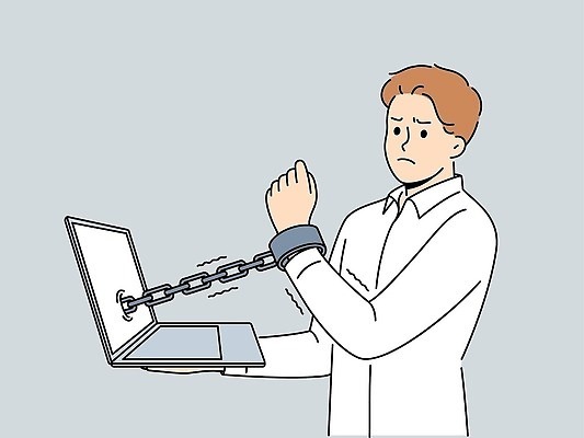 EPS 해외이미지 남자 일러스트 한명 들기 상반신 성인 노트북 비즈니스맨 찡그림 수갑 성인남자한명만 해외202310 해외일러스트 1 비즈니스 모션 표정 사람 전자제품 직장인 남자한명만 성인남자만 파일형식 벡터