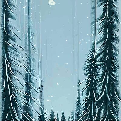 EPS 해외이미지 나무 겨울 일러스트 사람없음 파란색 숲 상록수 눈덮임 해외202310 해외일러스트 식물 계절 컬러 컨셉 파일형식 벡터