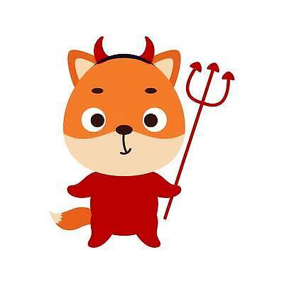 EPS 해외이미지 동물캐릭터 일러스트 뿔 사람없음 귀여움 할로윈 악마 여우 삼지창 코스프레 해외202310 해외일러스트 일러캐릭터 동물 캐릭터 창 컨셉 포유류 파일형식 벡터