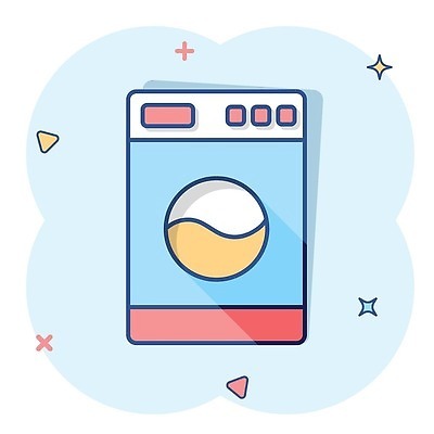 EPS 해외이미지 일러스트 사람없음 파란색 심볼 심플 코믹 세탁기 해외202310 해외일러스트 컬러 가전제품 파일형식 벡터