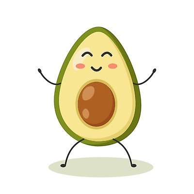 EPS 해외이미지 다이어트 일러스트 표정 사람없음 초록색 귀여움 아보카도 해외202310 해외일러스트 컬러 컨셉 과일 건강 파일형식 벡터