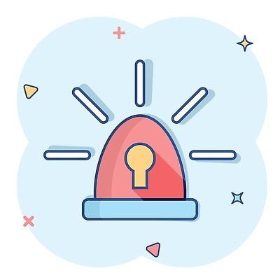 EPS 해외이미지 일러스트 경고 사람없음 파란색 심볼 심플 코믹 경고등 해외202310 해외일러스트 컬러 파일형식 벡터