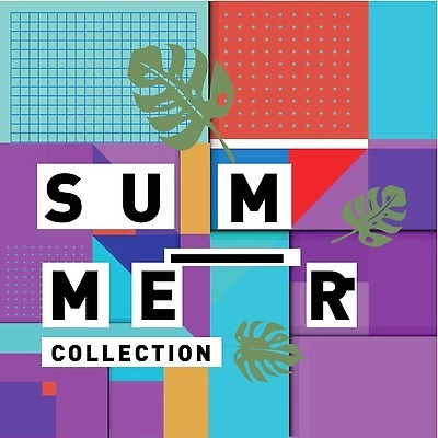 EPS 해외이미지 도형 디자인 포스터 백그라운드 패턴 일러스트 나뭇잎 타이포그라피 사람없음 컬러풀 화려 기하학 멤피스디자인 해외202310 해외일러스트 문자 컬러 컨셉 잎 무늬 파일형식 벡터