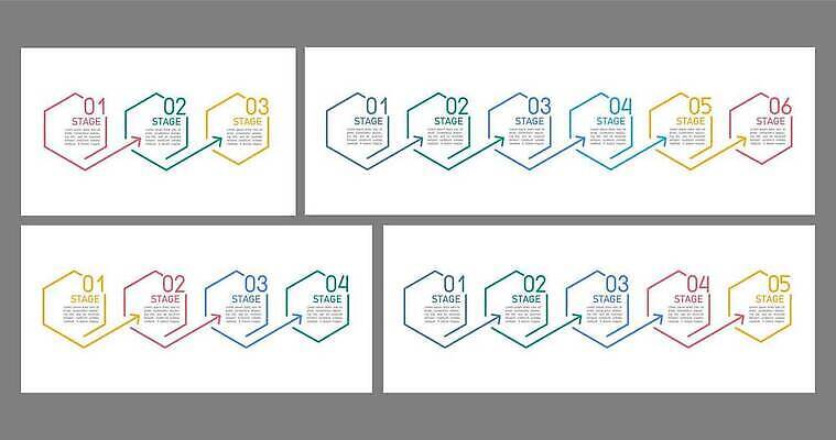 EPS 해외이미지 템플릿 화살표 일러스트 비즈니스 그래프 사람없음 자료 인포그래픽 정보 심플 육각형 단계 순서 타임라인 미니멀 해외202310 해외일러스트 도형 파일형식 벡터