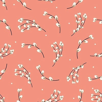 EPS 해외이미지 꽃무늬 패턴 일러스트 사람없음 빈티지 복고 코랄 해외202310 해외일러스트 꽃 컬러 컨셉 무늬 파일형식 벡터