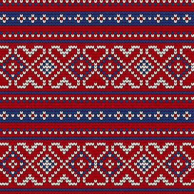 EPS 해외이미지 디자인 패턴 일러스트 사람없음 빨간색 뜨개질 해외202310 해외일러스트 컬러 무늬 취미 파일형식 벡터