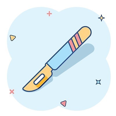 EPS 해외이미지 일러스트 사람없음 파란색 심볼 심플 코믹 메스 해외202310 해외일러스트 컬러 수술도구 파일형식 벡터