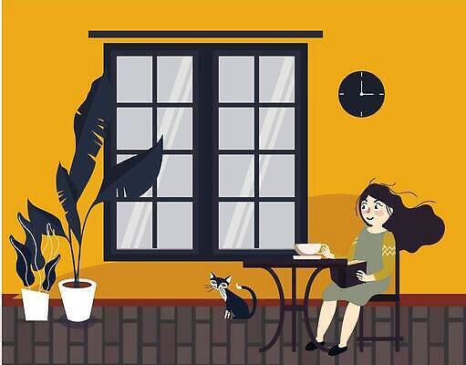 EPS 해외이미지 백인 학생 라이프스타일 여자 교육 행복 커피 음료 일러스트 탁자 아침 휴식 주택 실내 미소 사람 앉기 성인 책 컵 여름 독서 뷰티 카페 머그컵 마시기 흰색 잡기 뜨거움 차 읽기 문학 단절 해외202310 해외일러스트 주간 서양인 식기 계절 감정 컬러 가구 컨셉 모션 표정 내부 건물 생활 상점 파일형식 벡터