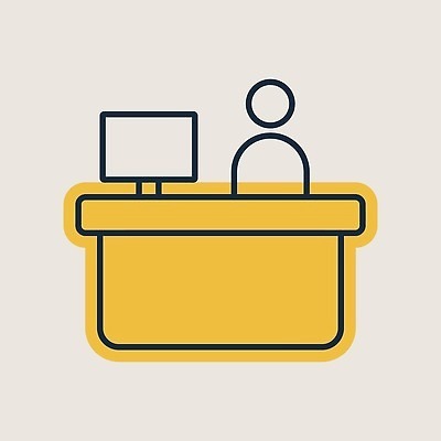 EPS 해외이미지 디자인 일러스트 비즈니스 탁자 호텔 사람 픽토그램 사무실 라벨 정보 시간 도움 플랫 계산대 심볼 책상 서비스 흔적 사인 안내원 여관 관리자 신분증 접수 벡터 해외202310 해외일러스트 직업 가구 컨셉 숙소 프레임 증명서 파일형식 생활용품 오브젝트