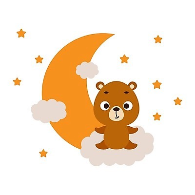 EPS 해외이미지 행복 별 동물캐릭터 일러스트 곰 사람없음 달 심플 해외202310 해외일러스트 일러캐릭터 자연요소 동물 캐릭터 감정 포유류 파일형식 벡터