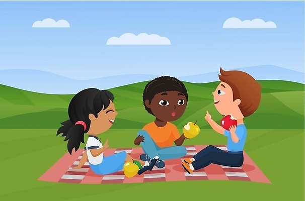 EPS 해외이미지 전신 백인 학생 여자 교육 남자 어린이 흑인 일러스트 하늘 산 들기 앉기 소년 세명 소풍 스쿨라이프 사과 돗자리 어린이만 해외202310 해외일러스트 서양인 라이프스타일 과일 학교 모션 사람 야외활동 파일형식 벡터