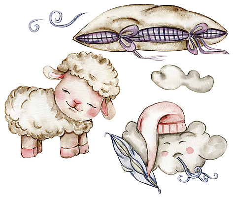 JPG 해외이미지 한마리 쿠션 일러스트 사람없음 잠 양 해외202310 해외일러스트 1 포유류 파일형식