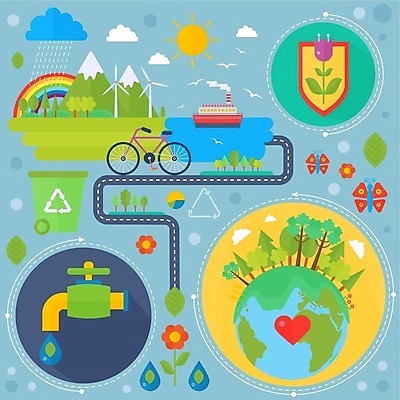 EPS 해외이미지 무료이미지 디자인 일러스트 사람없음 세트 그린캠페인 플랫 그린에너지 친환경 엘리먼트 해외202310 해외일러스트 캠페인 환경 에너지 파일형식 벡터