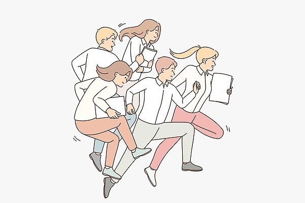 EPS 해외이미지 전신 여자 남자 일러스트 비즈니스 들기 여러명 성인 달리기 점프 문서 성인만 해외202310 해외일러스트 다수 모션 사람 파일형식 벡터