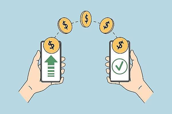 EPS 해외이미지 무료이미지 손 이동 돈 일러스트 모바일 들기 신체부위 금융 스마트폰 동전 계좌이체 모바일뱅킹 해외202310 해외일러스트 컨셉 모션 사람 경제 핸드폰 스마트기기 재산 뱅킹 파일형식 벡터