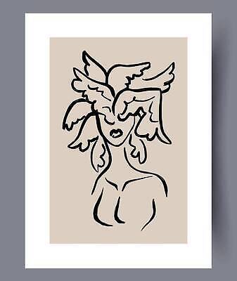 EPS 해외이미지 여자 선 백그라운드 일러스트 추상 미술 한명 상반신 성인 분위기 누드 캔버스 기하학 천사날개 해외202310 해외일러스트 1 컨셉 무늬 날개 문화예술 천사 사람 파일형식 벡터