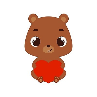 EPS 해외이미지 행복 동물캐릭터 일러스트 곰 발렌타인데이 사람없음 귀여움 심플 해외202310 해외일러스트 일러캐릭터 동물 캐릭터 감정 컨셉 포유류 데이이벤트 파일형식 벡터