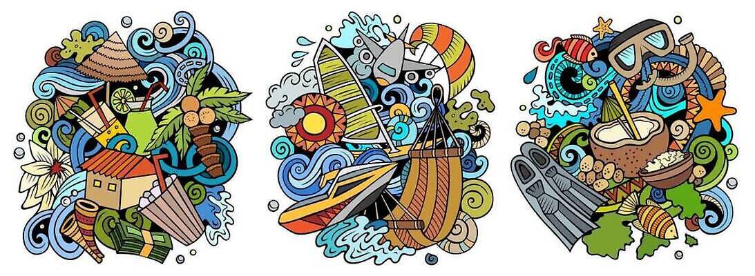 EPS 해외이미지 클립아트 라이프스타일 디자인 배너 계절 섬 여행 일러스트 자연 호텔 휴가 풍경 야외 여름 세트 컬러풀 야자수 서핑 고급 산호초 낙서 만화 수집 빌라 심볼 오브젝트 보따리 휴양지 다이빙 인도양 방갈로 몰디브 우수 이국적 전용 파라다이스 해외202310 해외일러스트 나무 아시아 바다 컬러 컨셉 숙소 주택 생활 수영 장소 수상스포츠 수중식물 절기 생태계 수중스포츠 파일형식 벡터