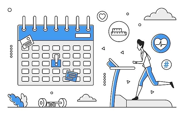 EPS 해외이미지 전신 남자 일러스트 비즈니스 한명 성인 파란색 운동 디지털 정보 달력 업무 스마트 분석 온라인 경영 데이터베이스 인터페이스 성인남자한명만 해외202310 해외일러스트 1 컬러 컨셉 건강 사람 작업 남자한명만 성인남자만 파일형식 벡터