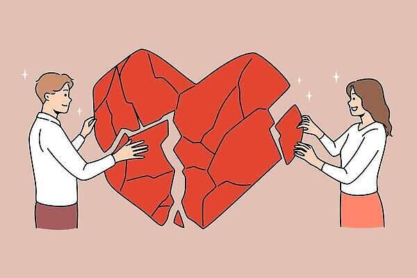 EPS 해외이미지 여자 남자 일러스트 관계 사랑 들기 상반신 성인 두명 반짝임 하트 균열 붙이기 치유 회복 성인만 해외일러스트 모양 감정 컨셉 모션 사람 파일형식 벡터