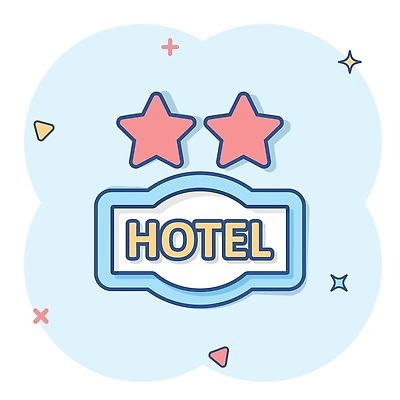 EPS 해외이미지 별 일러스트 호텔 사람없음 파란색 심볼 심플 코믹 해외202310 해외일러스트 자연요소 컬러 숙소 파일형식 벡터
