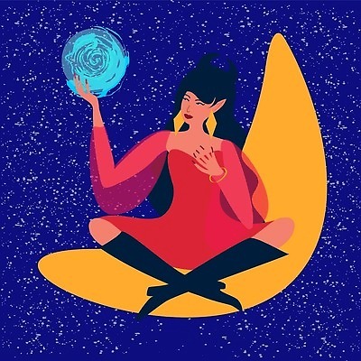 EPS 해외이미지 캐릭터 일러스트 미래 지구본 어둠 할로윈 마법사 마술사 달 운명 영혼 중앙 예측 신비 만화 마녀 점성술 마법 야광 미신 여의주 예언자 오해 초능력 벡터 해외202310 해외일러스트 일러캐릭터 자연요소 컨셉 빛 마술 파일형식