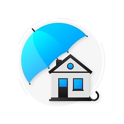 EPS 해외이미지 무료이미지 컨셉 일러스트 우산 주택 안전 사람없음 플랫 보호 서비스 보험 돌봄 주택보험 해외202310 해외일러스트 모션 건물 파일형식 벡터 무료콘텐츠