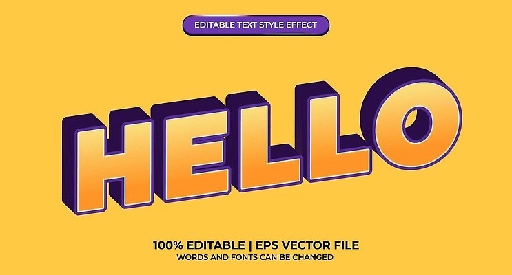 EPS 해외이미지 디자인 일러스트 텍스트 타이포그라피 사람없음 노란색 HELLO 해외202310 해외일러스트 문자 컬러 인사 파일형식 벡터