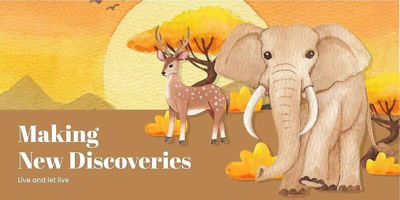 EPS 해외이미지 야생동물 일러스트 자연 사슴 열대 코끼리 사람없음 갈색 해외202310 해외일러스트 동물 컬러 포유류 생태계 파일형식 벡터