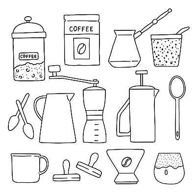 EPS 해외이미지 디자인 커피 음료 선 라인일러스트 일러스트 아침 컵 상점 카페 머그컵 원두 뜨거움 아침식사 윤곽 카푸치노 에스프레소 라떼 카페인 벡터 해외202310 해외일러스트 주간 식기 식사 파일형식