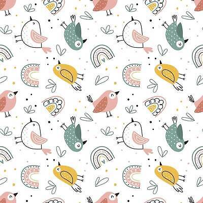 EPS 해외이미지 백그라운드 무지개 잎 패턴 일러스트 사람없음 귀여움 새캐릭터 해외일러스트 자연요소 식물 동물캐릭터 컨셉 무늬 조류 파일형식 벡터