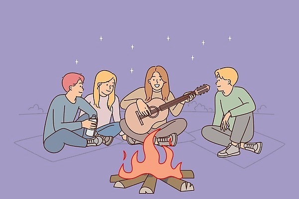 EPS 해외이미지 학생 여자 남자 행복 여행 컨셉 일러스트 회사 노래 자연 휴가 휴식 함께함 사람 앉기 친구 소풍 파티 우정 기쁨 캠핑 기타 그룹 저녁 숲 장작 모닥불 바비큐 주말 고립 벡터 해외202310 해외일러스트 감정 음악 음식 비즈니스 관계 모션 불 현악기 레저 이벤트 야외활동 야간 생태계 파일형식