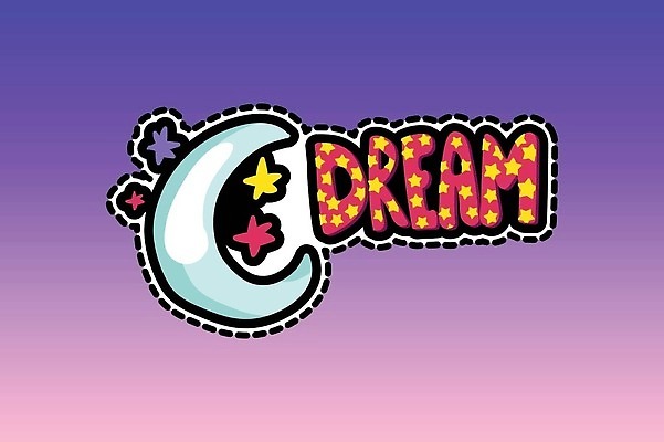 EPS 해외이미지 일러스트 타이포그라피 사람없음 보라색 꿈 달 심볼 해외202310 해외일러스트 자연요소 문자 컬러 파일형식 벡터