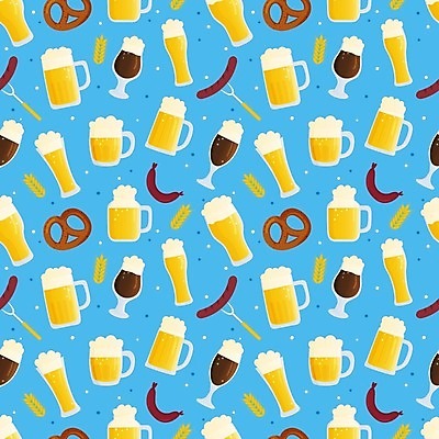 EPS 해외이미지 포크 패턴 일러스트 맥주 사람없음 소시지 보리 맥주잔 흑맥주 브레첼 해외202310 해외일러스트 식기 무늬 술잔 디저트 곡류 주류 가공식품 파일형식 벡터