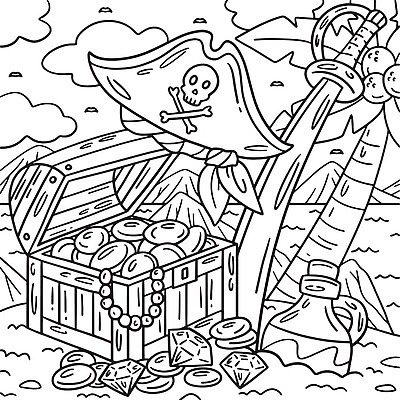 EPS 해외이미지 디자인 실루엣 어린이 선 컬러 여행 백그라운드 일러스트 그래픽 보트 칼 그림 함선 윤곽 손그림 페이지 해적 보물 걸음마 색칠공부 벡터 해외202310 해외일러스트 배_교통 모션 촬영기법 사람 학습 색칠 도둑 파일형식