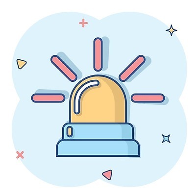 EPS 해외이미지 일러스트 경고 사람없음 파란색 심볼 심플 코믹 경고등 해외202310 해외일러스트 컬러 파일형식 벡터