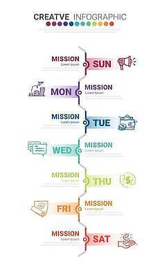 EPS 해외이미지 일러스트 비즈니스 사람없음 자료 인포그래픽 일주일 요일 무지개색 해외202310 해외일러스트 컬러풀 날짜 파일형식 벡터