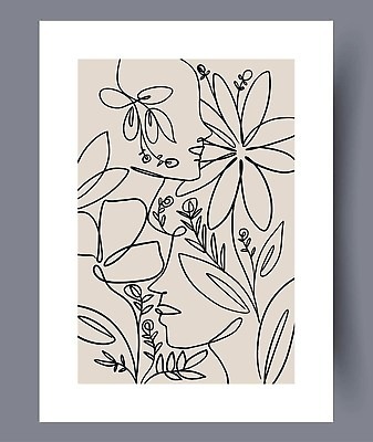 EPS 해외이미지 꽃 선 백그라운드 잎 일러스트 추상 미술 사람없음 분위기 캔버스 기하학 해외202310 해외일러스트 식물 컨셉 무늬 문화예술 파일형식 벡터