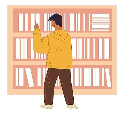 EPS 해외이미지 전신 학생 남자 일러스트 책장 한명 서기 성인 사람없음 책 손들기 땅고르기 성인남자한명만 해외202310 해외일러스트 1 가구 모션 사람 남자한명만 성인남자만 파일형식 벡터