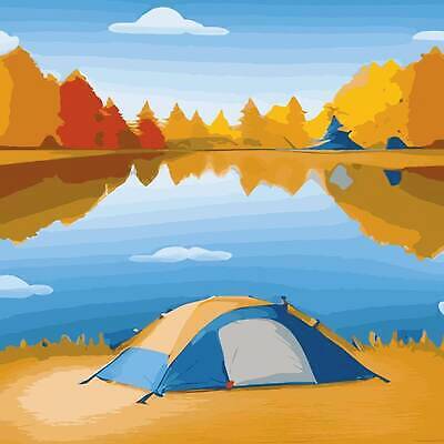 EPS 해외이미지 호수 일러스트 단풍나무 텐트 사람없음 야외 반사 캠핑 숲 해외202310 해외일러스트 나무 단풍 레저 캠핑도구 파일형식 벡터
