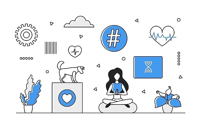 EPS 해외이미지 전신 여자 일러스트 비즈니스 한명 성인 파란색 디지털 정보 하트 업무 개 스마트 분석 온라인 경영 데이터베이스 인터페이스 성인여자한명만 해외202310 해외일러스트 모양 1 컬러 컨셉 포유류 사람 작업 여자한명만 성인여자만 파일형식 벡터