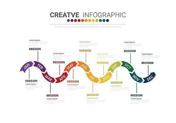 EPS 해외이미지 화살표 일러스트 사람없음 자료 인포그래픽 연결 무지개색 월 해외202310 해외일러스트 컬러풀 날짜 파일형식 벡터