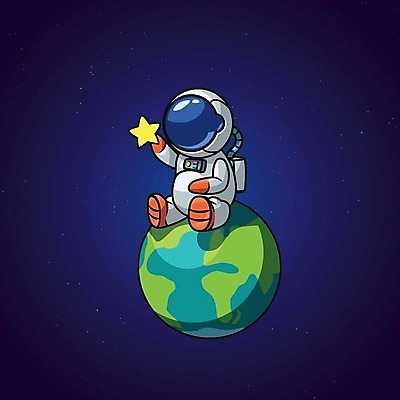 EPS 해외이미지 무료이미지 캐릭터 별 지구 일러스트 한명 들기 앉기 성인 행성 우주비행사 우주복 성인한명만 해외202310 해외일러스트 일러캐릭터 자연요소 1 옷 모션 사람 우주 성인만 파일형식 벡터 무료콘텐츠