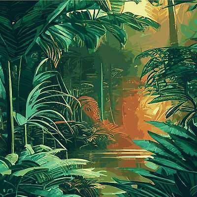 EPS 해외이미지 백그라운드 잎 일러스트 자연 사람없음 초록색 열대우림 해외202310 해외일러스트 식물 컬러 숲 생태계 파일형식 벡터