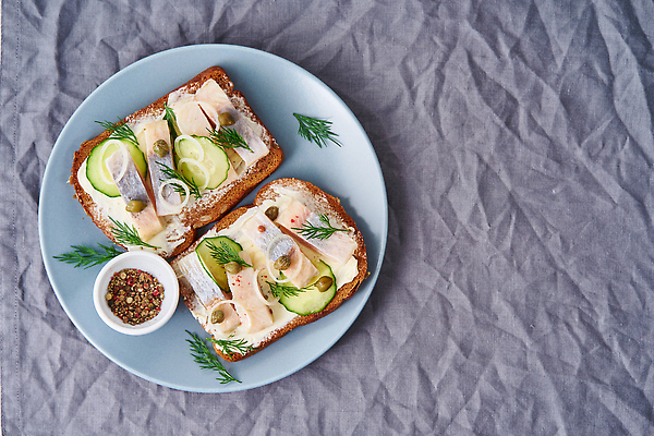 포토 JPG 해외이미지 그릇 백그라운드 양파 오이 사람없음 신선 향신료 로즈메리 구김 청어 케이퍼 통후추 오픈샌드위치 해외202310 해외포토 식기 채소 모션 샌드위치 어류 허브 후추 향미료 파일형식